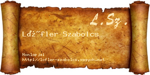Löfler Szabolcs névjegykártya
